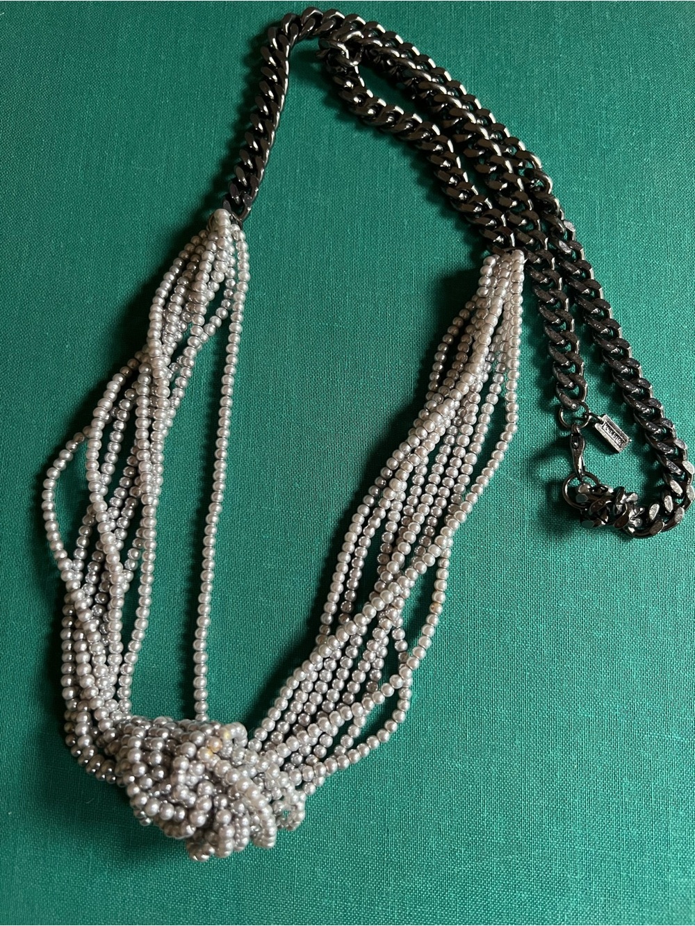 Pendleton Heavy Chain Pearl Bead Knot Necklace